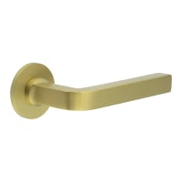 CRES by Frelan Satin Brass Sprung Fire Rated Door Handles on Round Rose - CR-104 Range