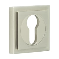 Burlington BUR61 by Frelan Square Escutcheon on Stepped Rose - 52 x 52mm - Euro - Satin Nickel