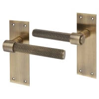 Altro Antique Brass Knurled Latch Door Handles - Loxley Range - 150 x 50mm
