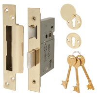 Eurospec BS3621 Bolt Through 5 Lever Sashlock - 78mm Case - 57mm Backset - PVD Brass