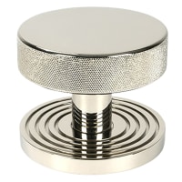 From The Anvil Brompton Polished Nickel Round Knurled Centre Door Knob on Beehive Rose - 90mm Rose Diameter