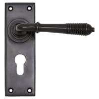 From The Anvil Aged Bronze Reeded Euro Lock Door Handles - 152 x 50mm