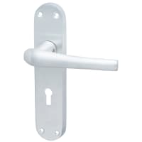 Hampstead Satin Chrome Keyhole Lock Door Handles - Naples Range - 182 x 40mm