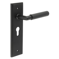 Burlington by Frelan Black Fire Rated Euro Lock Door Handles - Piccadilly - 200 x 55mm