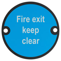 Altro Fire Exit Keep Clear Door Sign - 75mm Diameter - Matt Black
