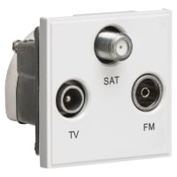 Knightsbridge 1 Gang TV + F type Satellite + FM/DAB Triplexer Euro Module - White