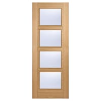 LPD Vancouver 4 Light Clear Glazed Pre-Finished Solid Internal Door - 2040 x 726 x 40mm - Oak