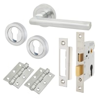 Touchpoint Satin Chrome Euro Lock Door Handles on Rose Pack - Sophia Range