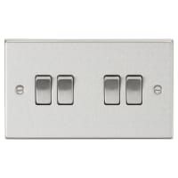 Knightsbridge 10AX 4 Gang 2 Way Square Edge Plate Light Switch - Brushed Chrome