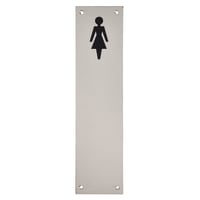 Altro Finger Plate - Ladies Toilet Door Sign - 300 x 75mm - Polished Stainless Steel