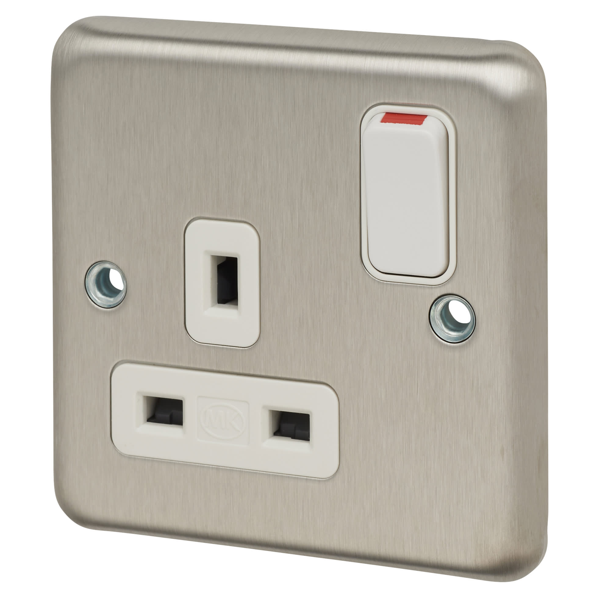 mk brushed stainless steel double socket