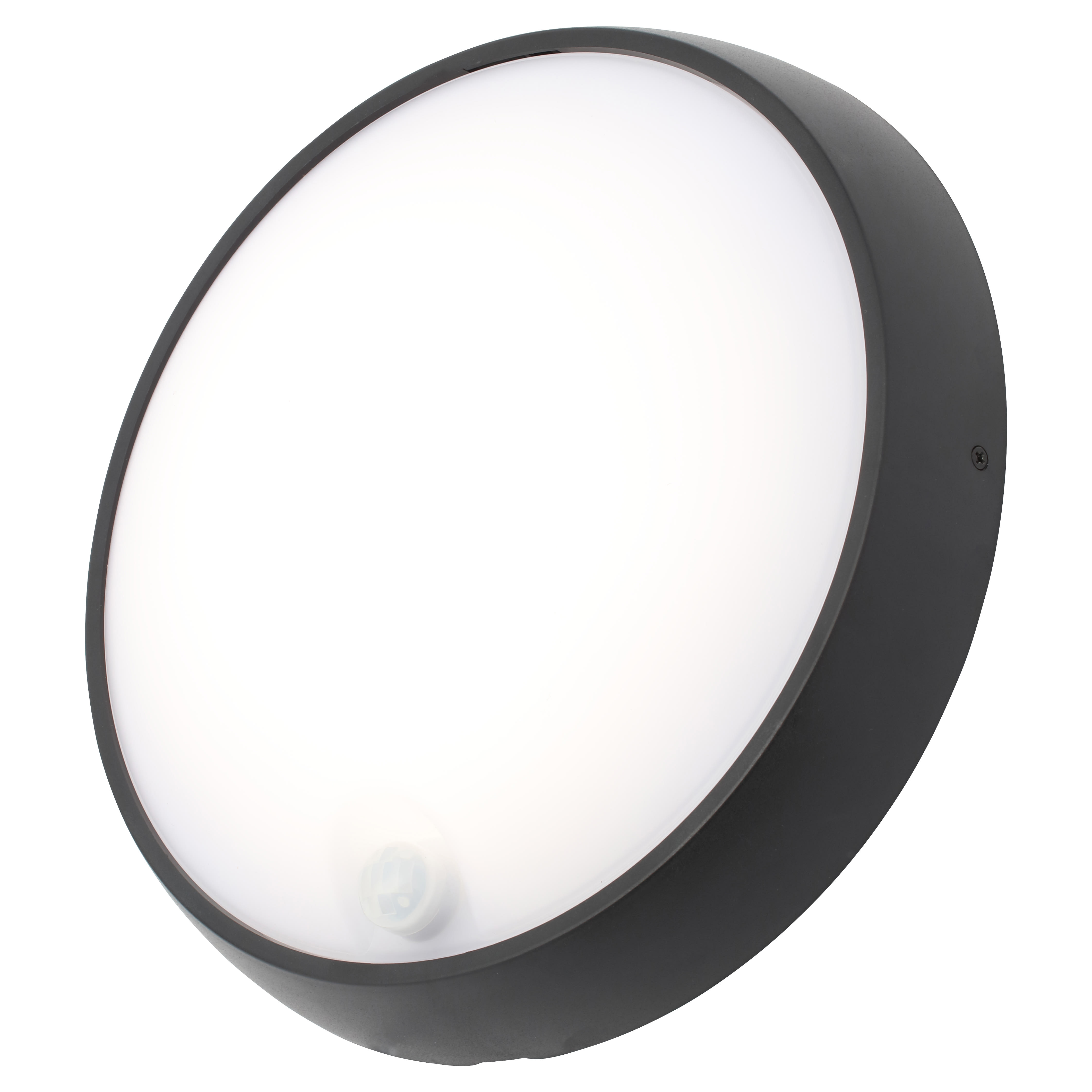 Forum Cano 15w LED Round Bulkhead With PIR IP65 Black