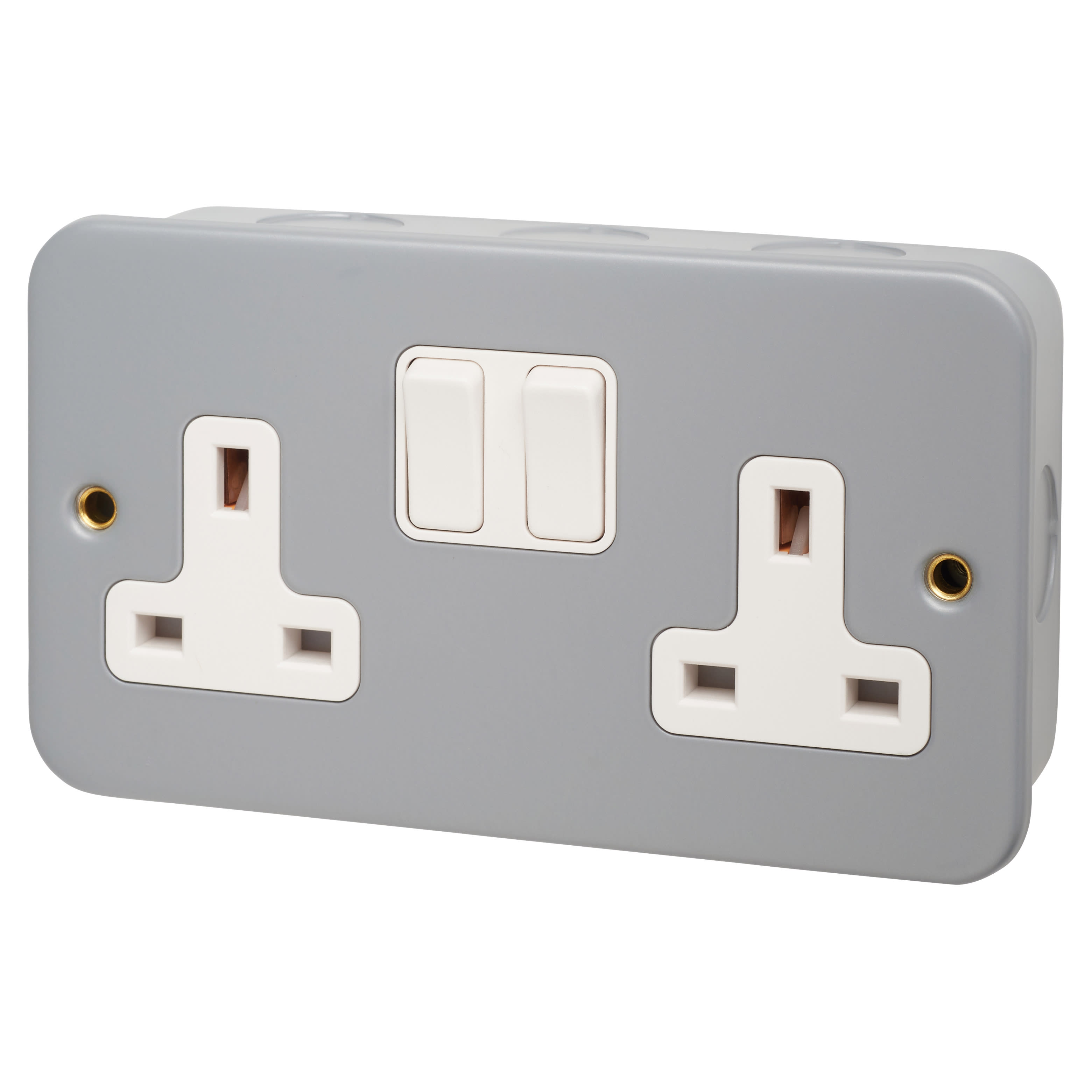 Hamilton Metalclad 13A 2 Gang Double Pole Switched Socket - Grey with ...