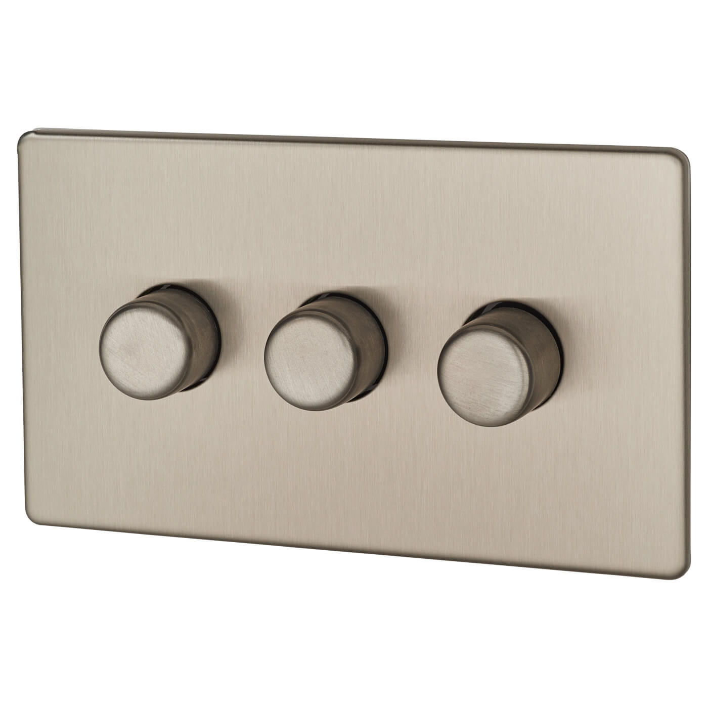 BG Nexus 200W 3 Gang 2 Way Screwless Flat Plate Push On/Off LED Dimmer