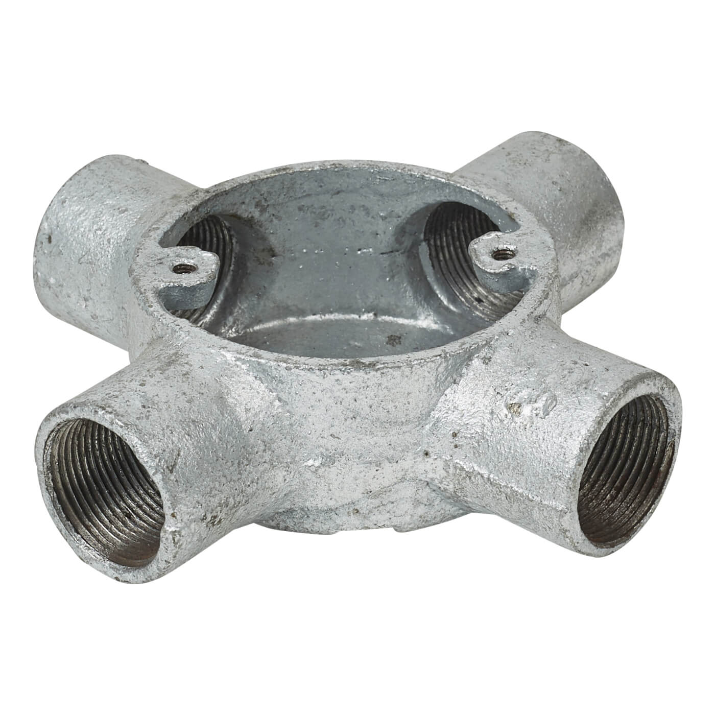 Steel Conduit 4 Way Box 25mm Galvanised ElectricalDirect
