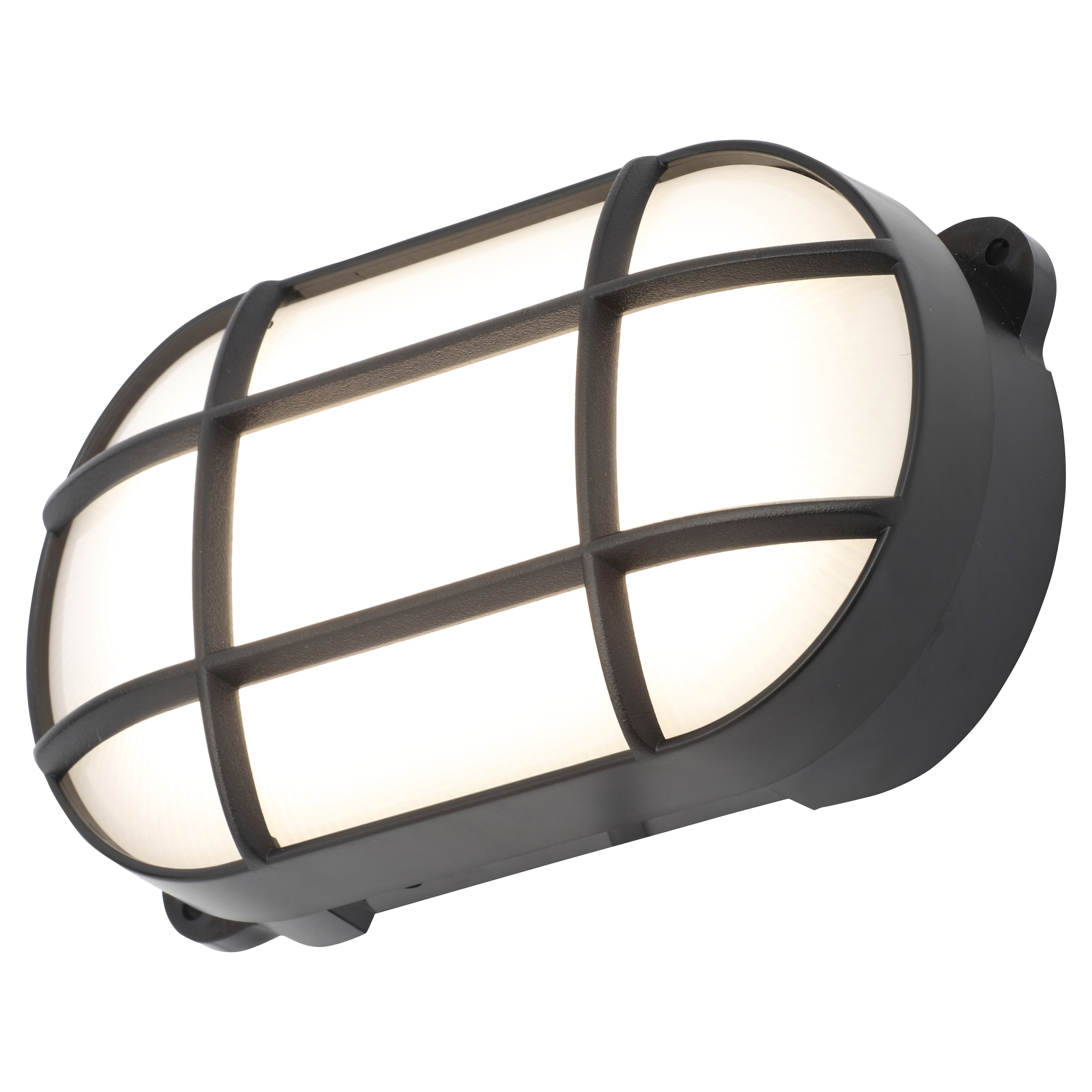 Forum Capella 8W LED Oval Grid Bulkhead IP65 Black ElectricalDirect