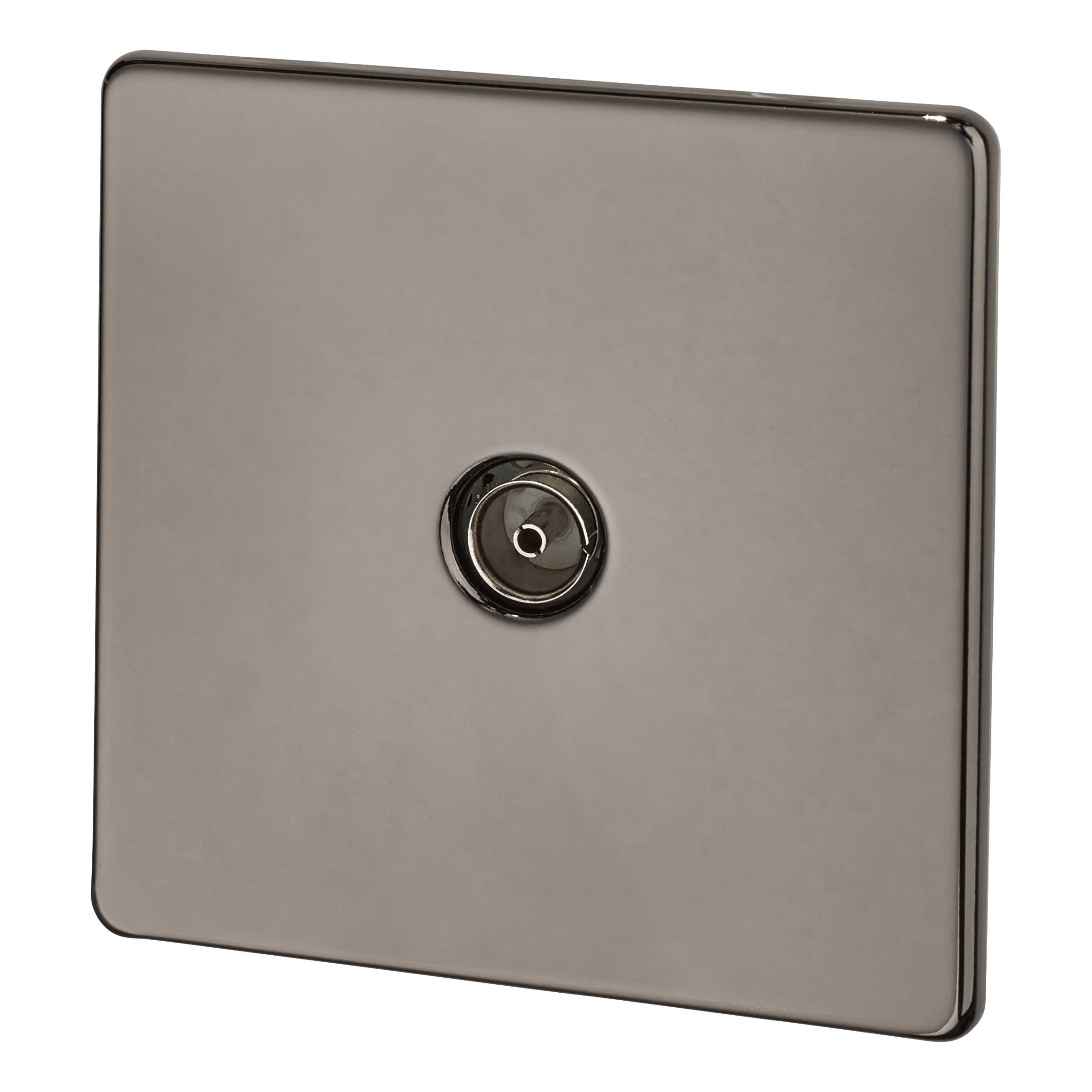 BG Screwless Flatplate 1 Gang Coaxial Socket Black Nickel
