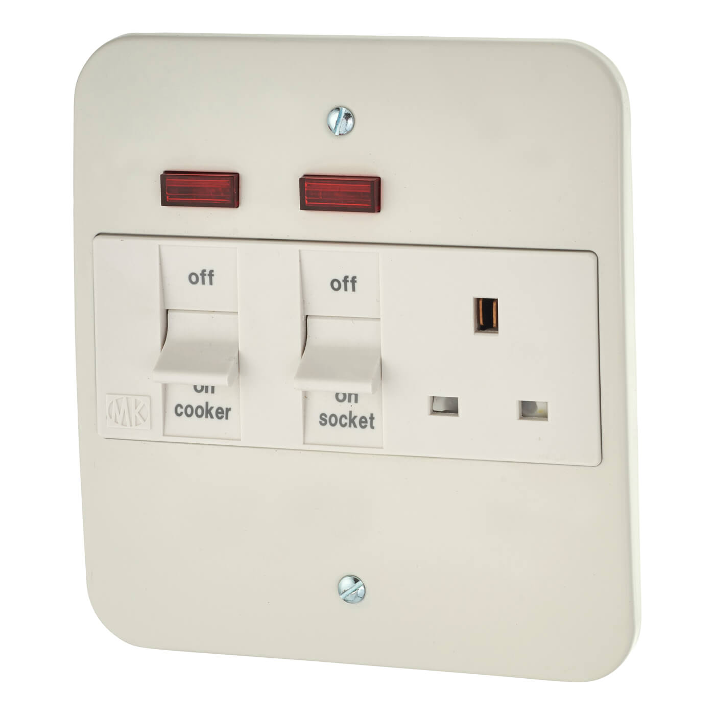 MK 45A 1 Gang Double Pole Metal Cooker Unit with Socket and Neon