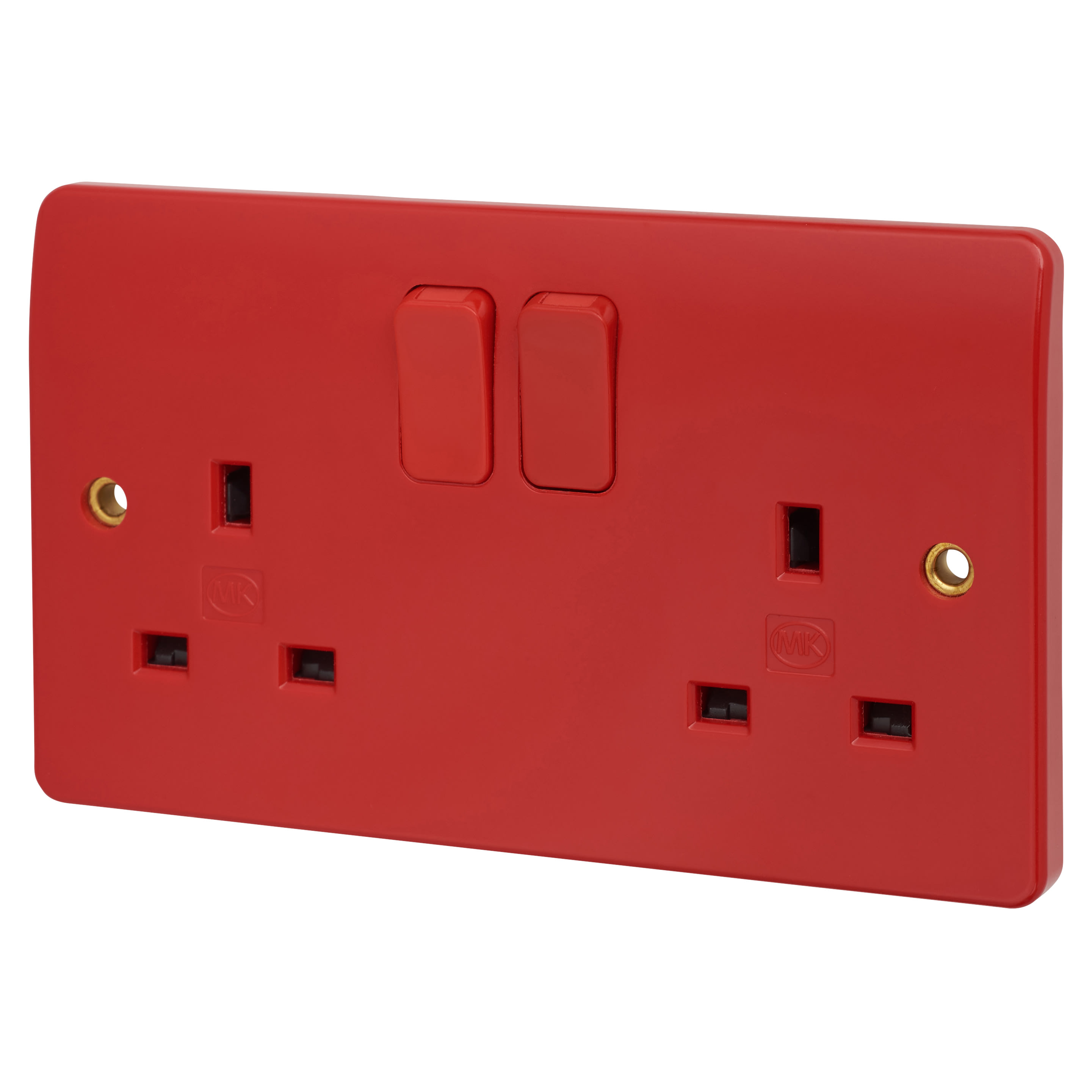 Mk Logic Plus 13a 2 Gang Double Pole Switched Socket Red Electricaldirect