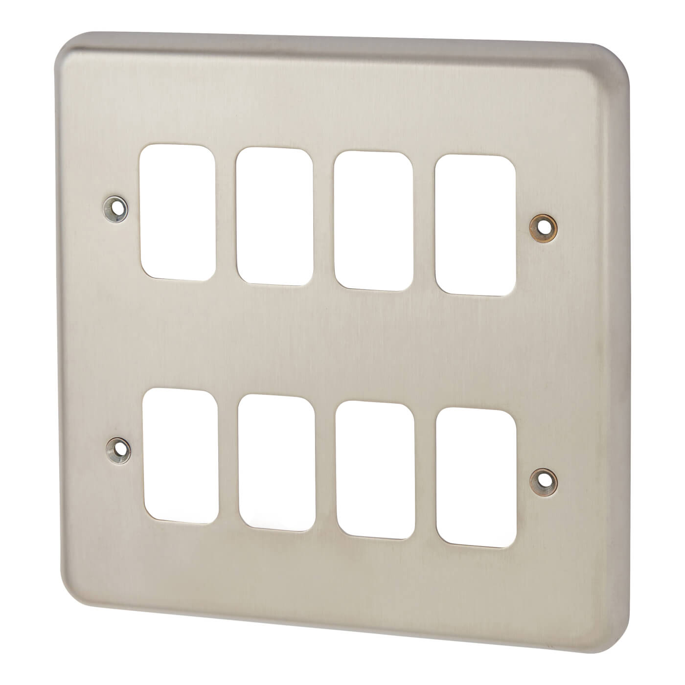 MK Grid Plus 8 Module Grid Switch Faceplate Brushed Stainless Steel