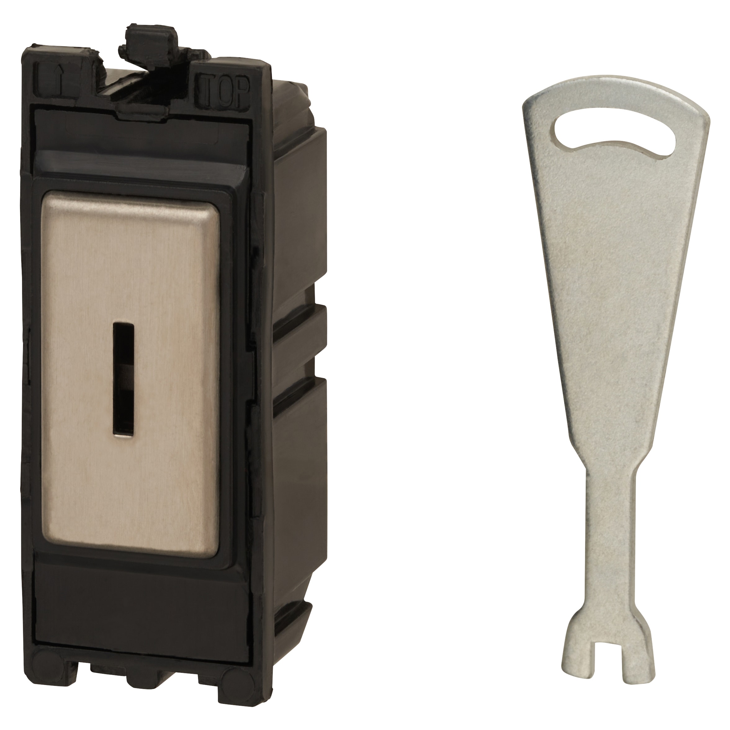 Contactum Aspire 20AX 2 Way Single Pole Grid Key Switch Brushed Steel