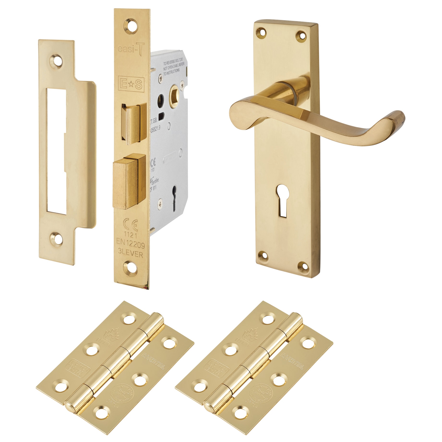 Touchpoint Budget Scroll Door Lock Handle Kit Keyhole Polished