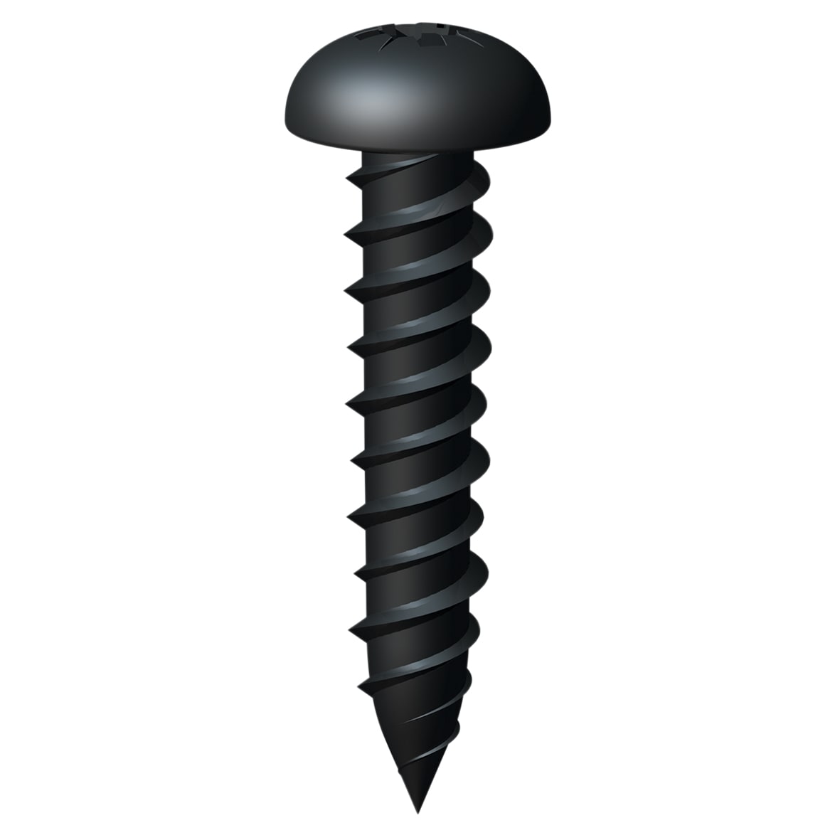 Roundhead Twin Thread Black Japanned Pozi Screw - 6 x 3/4 Inch