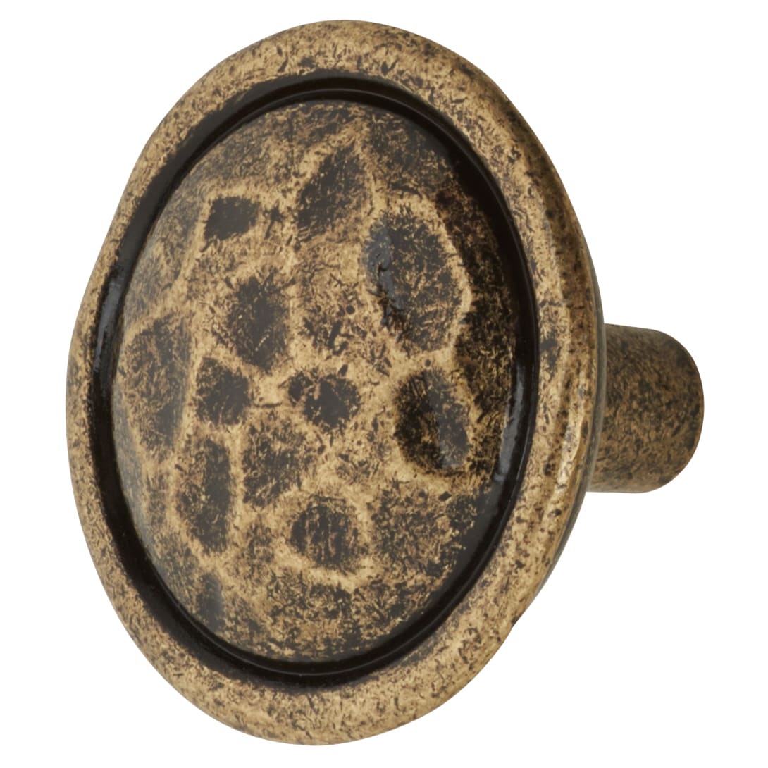 Olde Forge Mottled Cabinet Knob - 35mm - Antique Brass