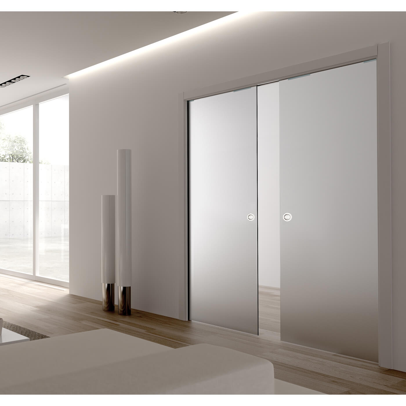 Eclisse 8mm Glass Double Pocket Door Kit 100mm Wall 826 + 826 x