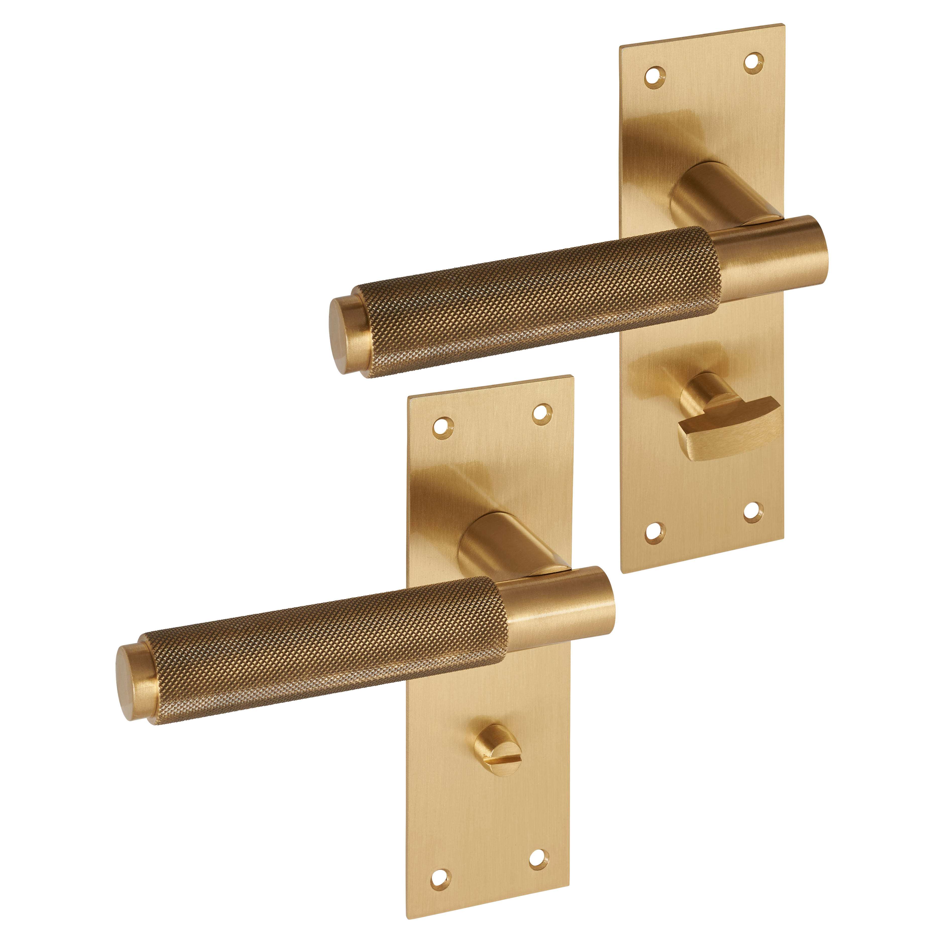 Carlisle Brass Serozzetta Varese Knurled Door Lock Handle - Keyhole - Satin  Brass, IronmongeryDirect