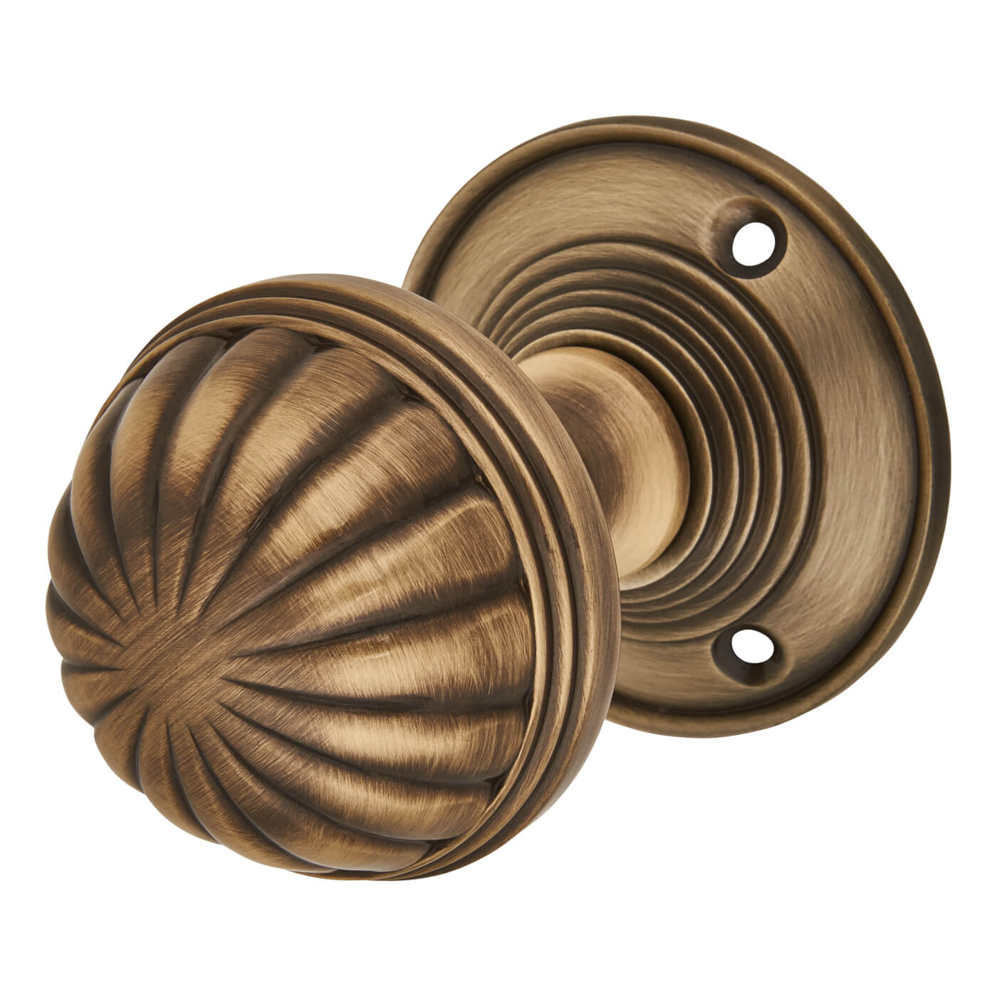 Altro Fluted Mortice Door Knob Antique Brass IronmongeryDirect