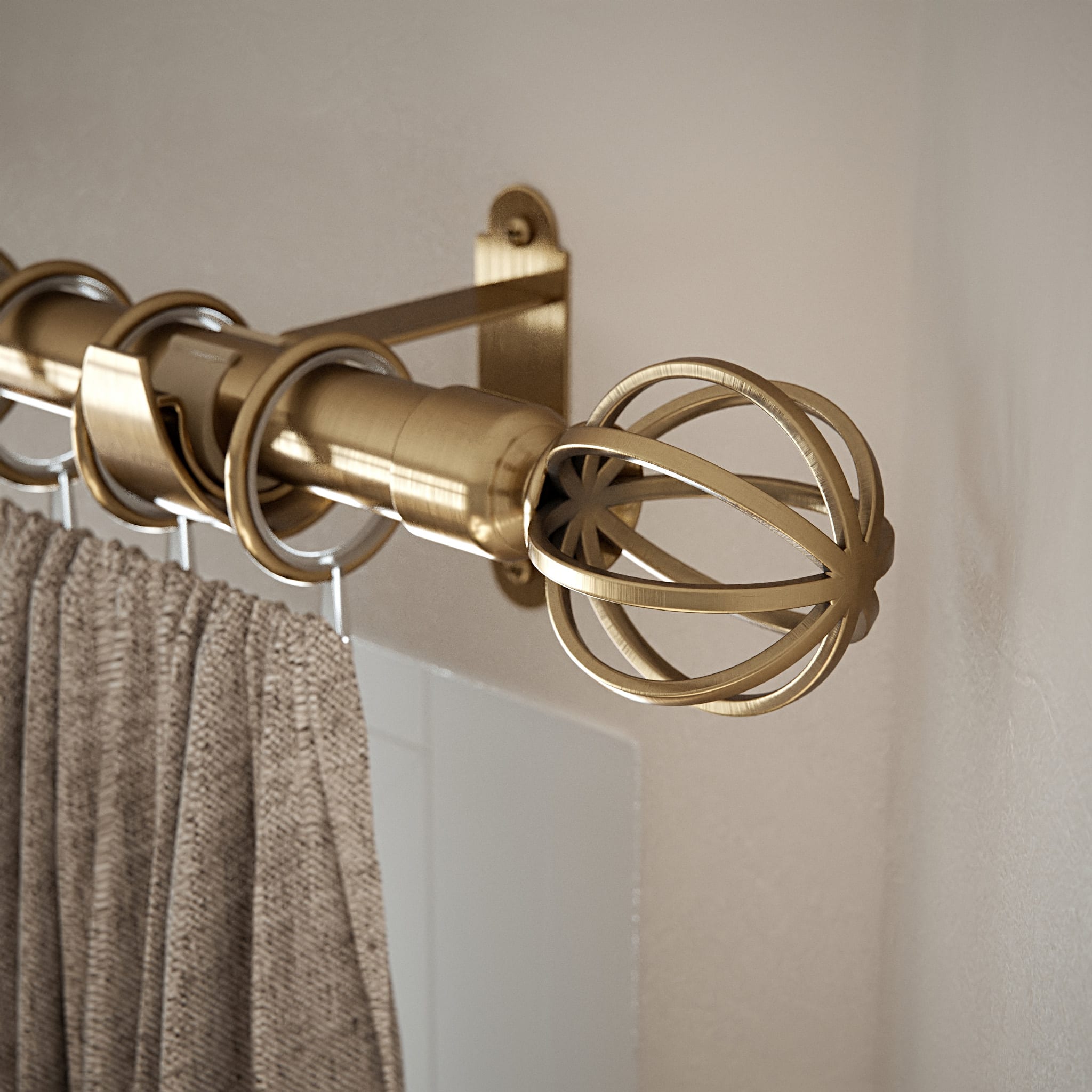 Curtain Pole ONLY 25mm Polished Brass - Broughtons Lighting & Ironmongery