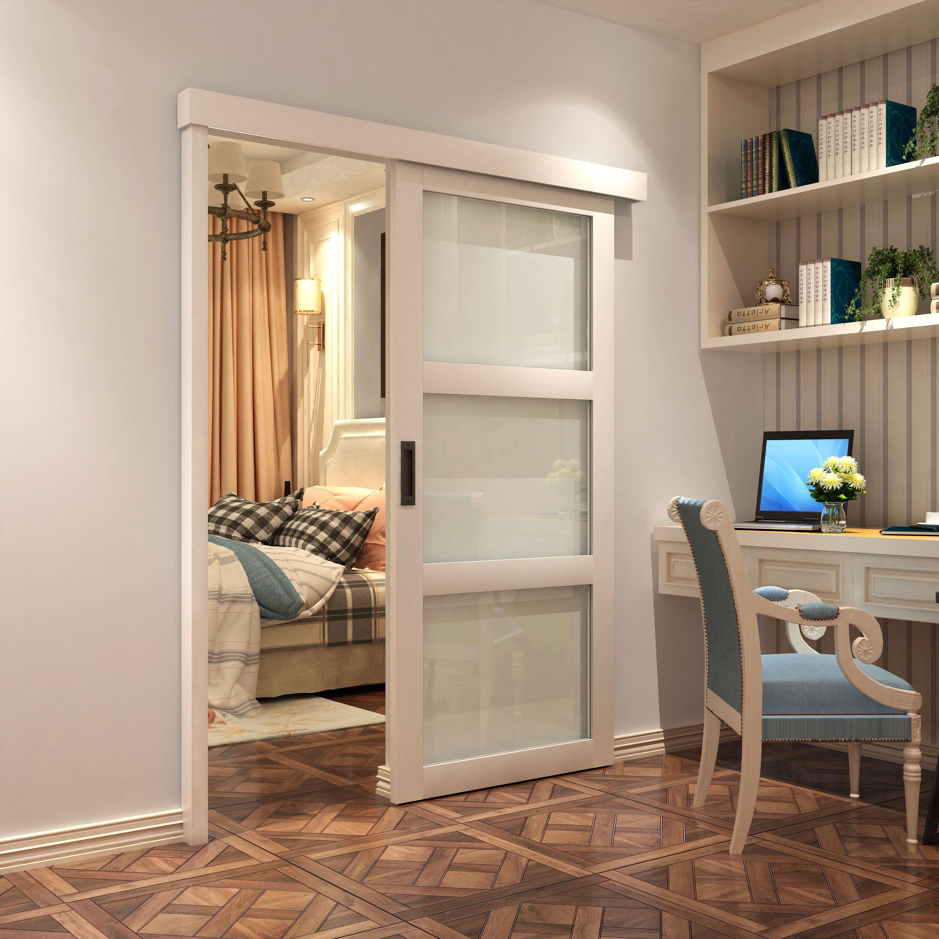 Klug Sliding Door Kit With Pelmet and Post 2000mm Unpainted