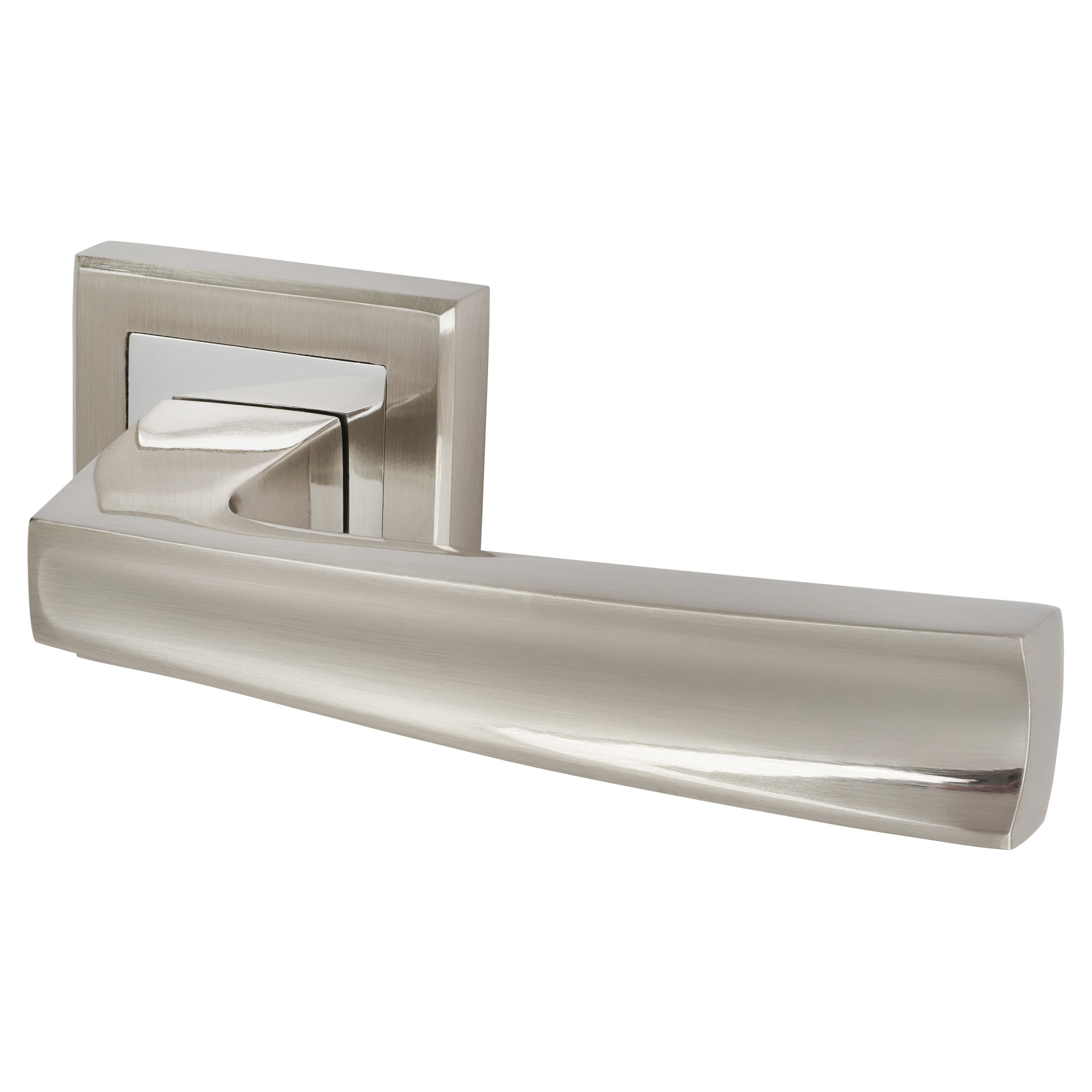 Altro Beta Lever Door Handle on Rose - Satin Nickel/Polished 