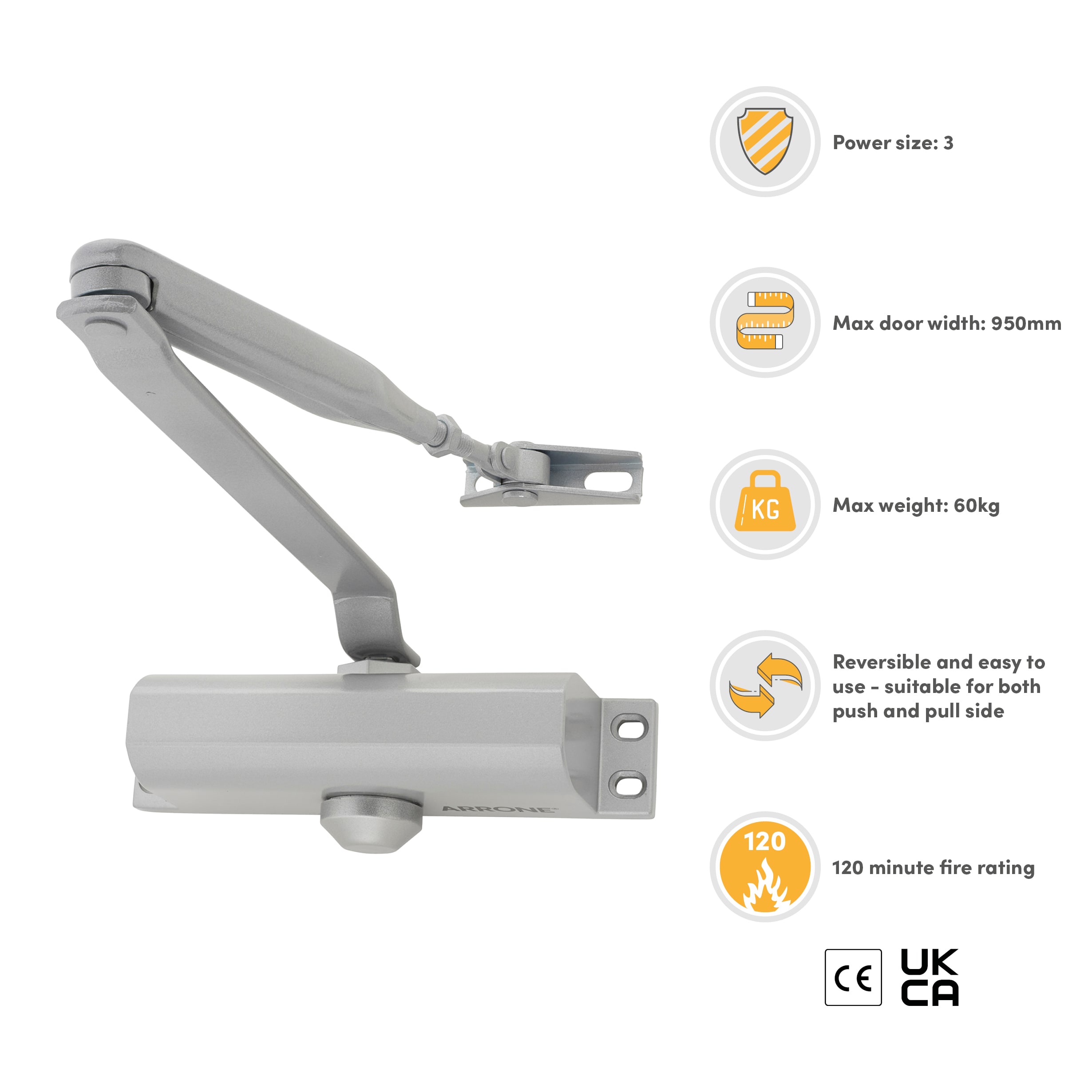 Light Duty Fire Door Closer Parallel Bracket IronmongeryDirect Same
