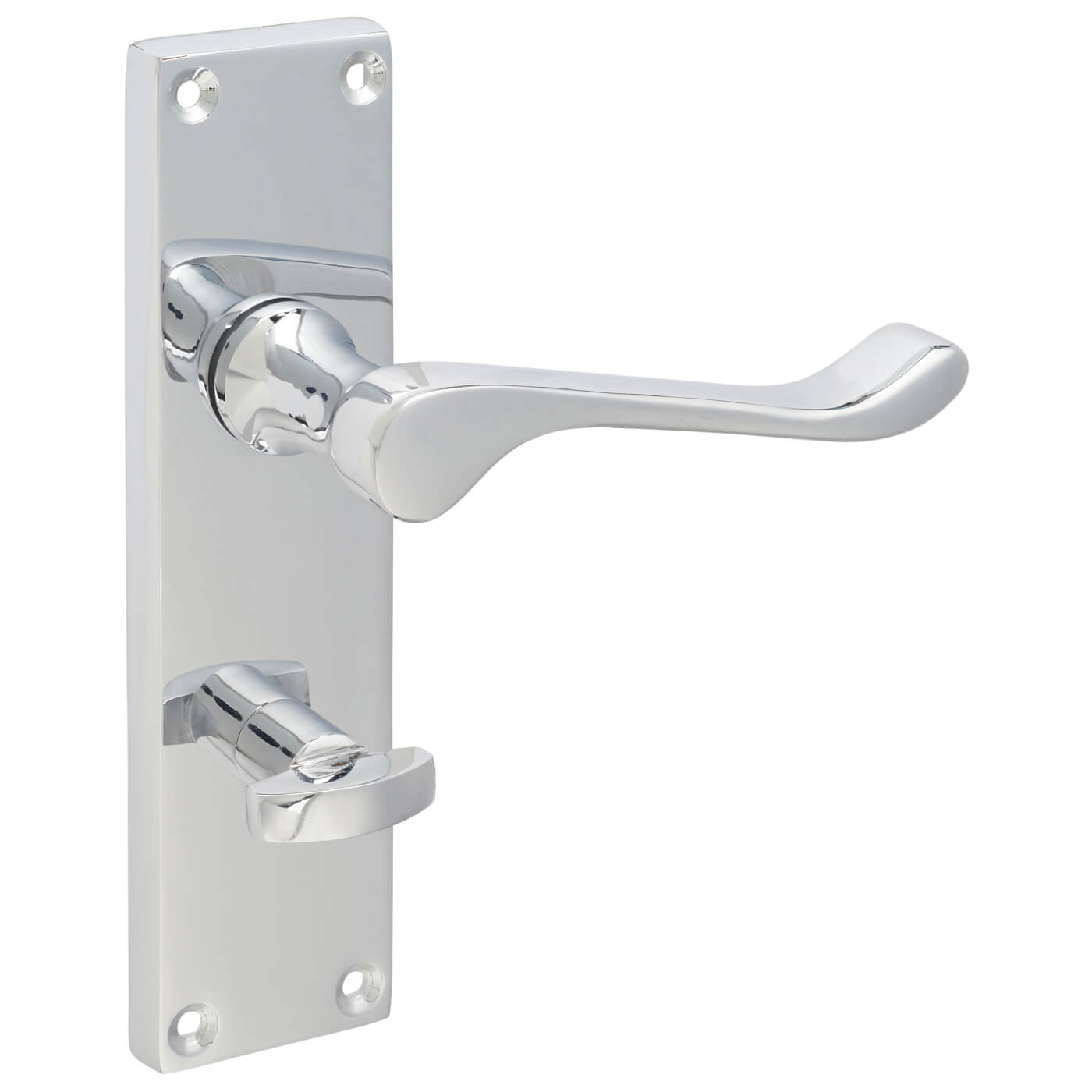 Touchpoint Victorian Scroll Door Handle Long Latch Set Polished Chrome IronmongeryDirect