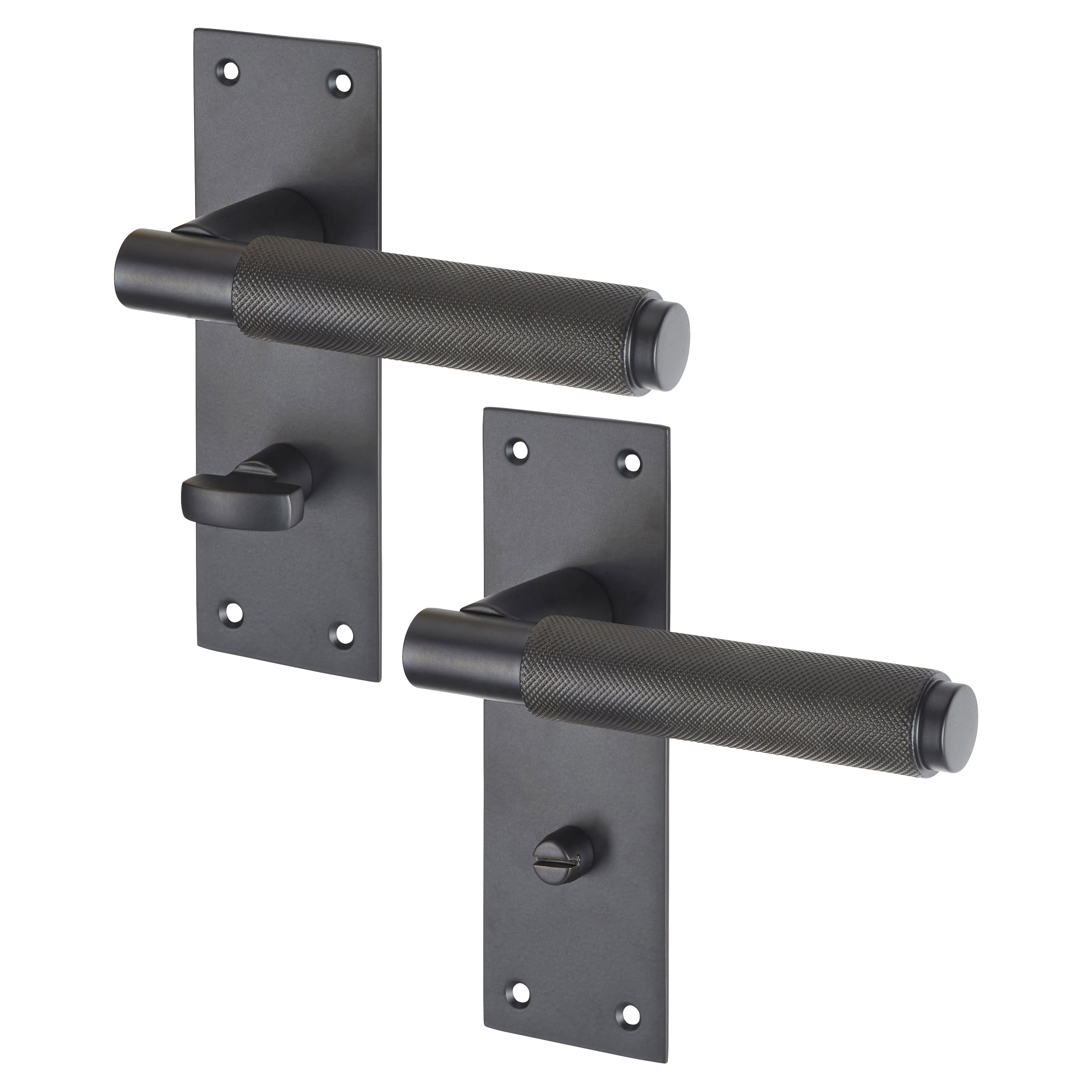 Carlisle Brass Serozzetta Varese Knurled Bathroom Door Handle Matt Black IronmongeryDirect