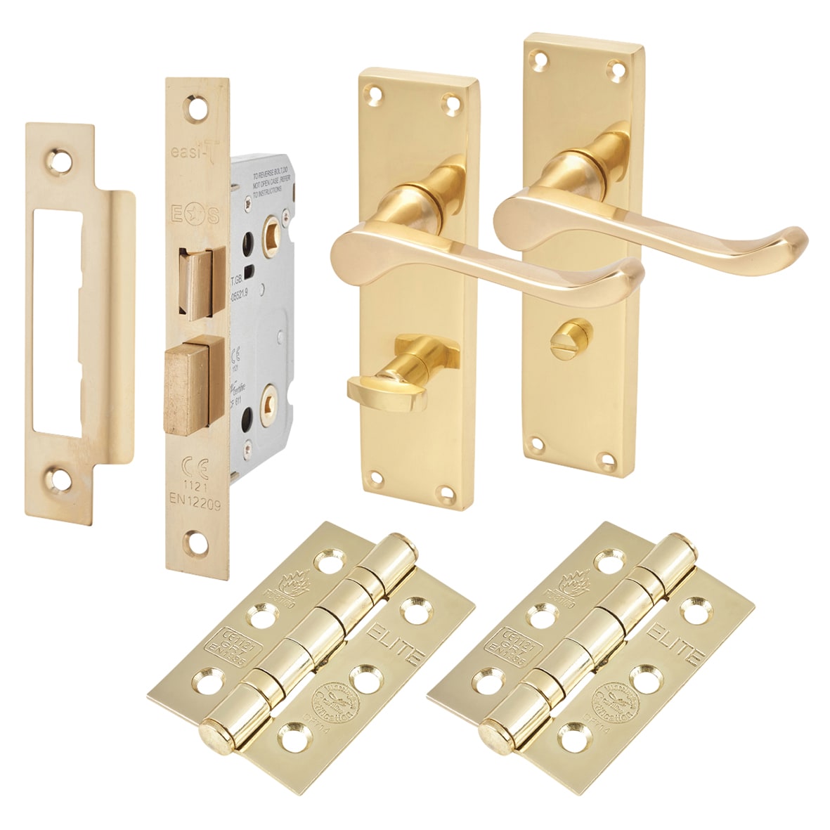 Touchpoint Victorian Scroll Handle Door Kit - Bathroom Lock Set ...