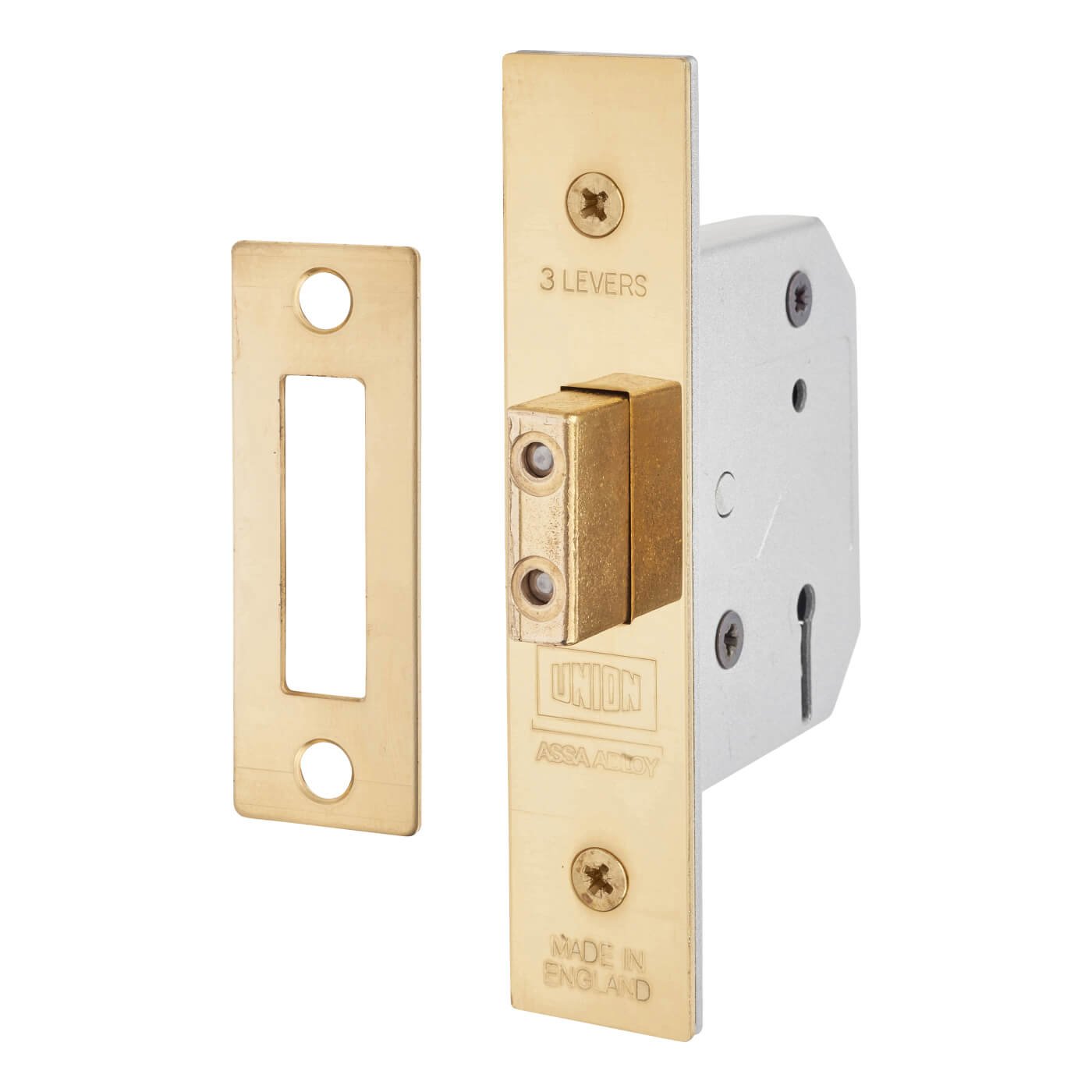 Union Lock One Side Key UNION 2177 3 Lever Deadlock - Key Number M136MM - 65mm Case - 44.5mm ...