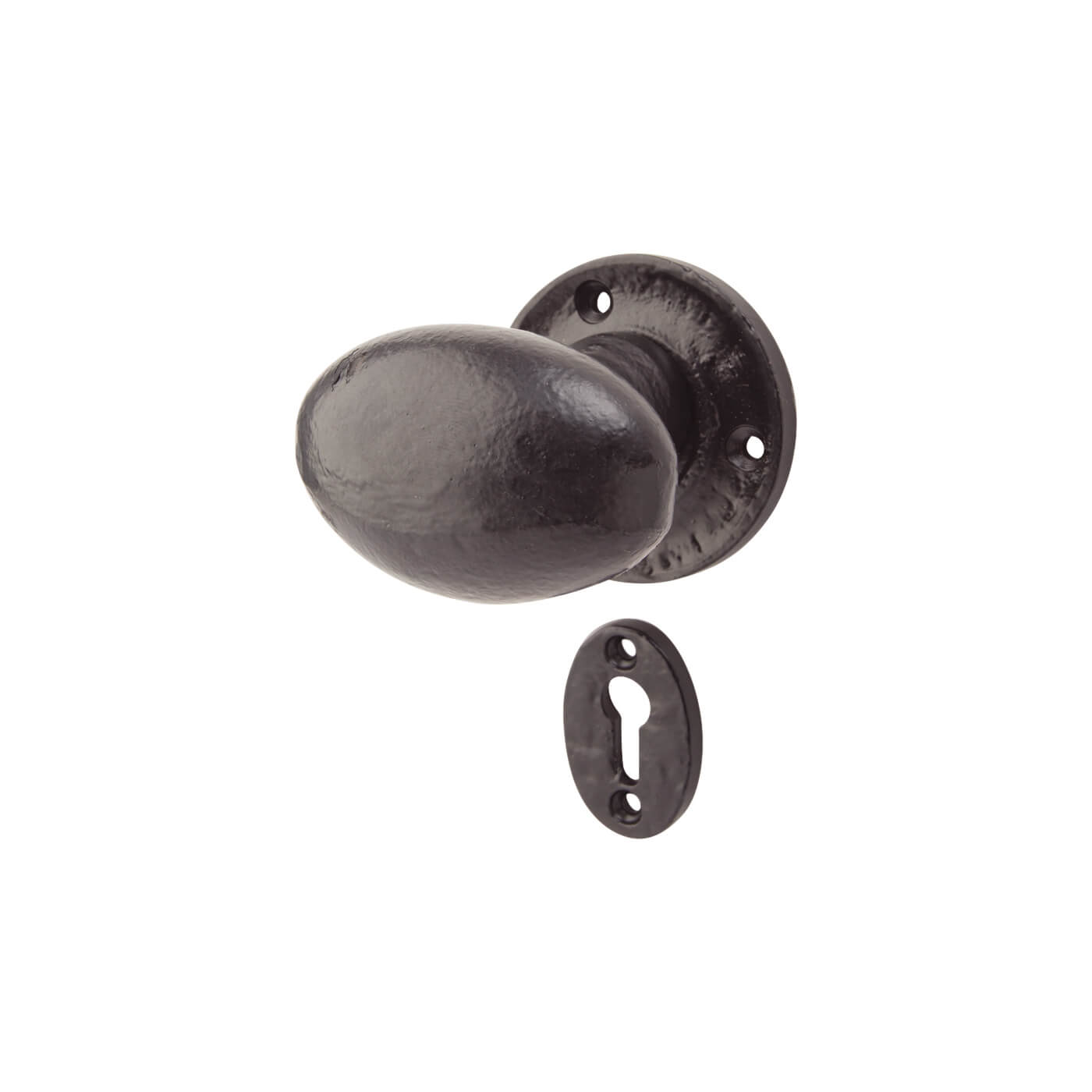 Oval Mortice Knob Black