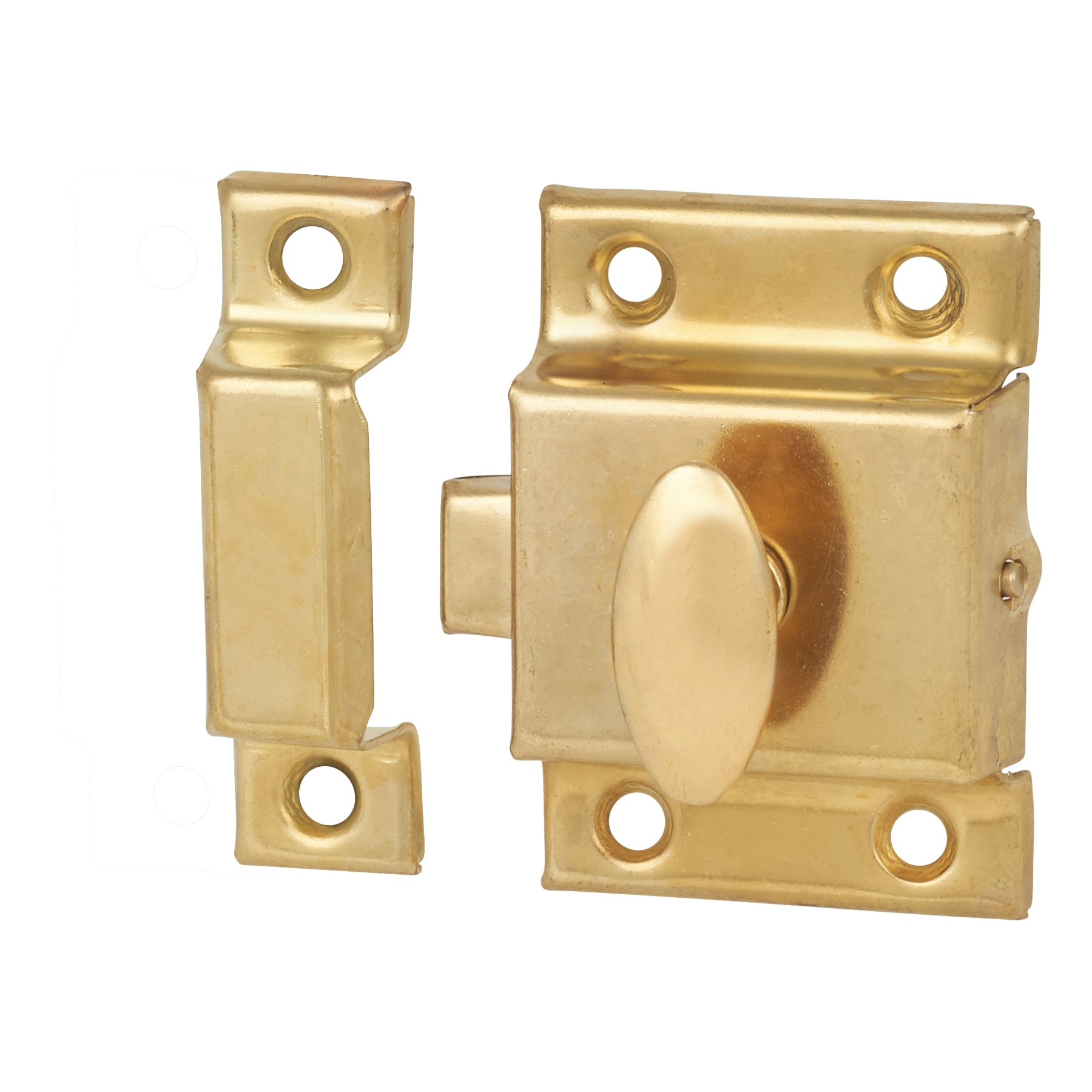 Turn Button Cabinet Catches Brass 38mm x 9mm 10 Pack - Screwfix