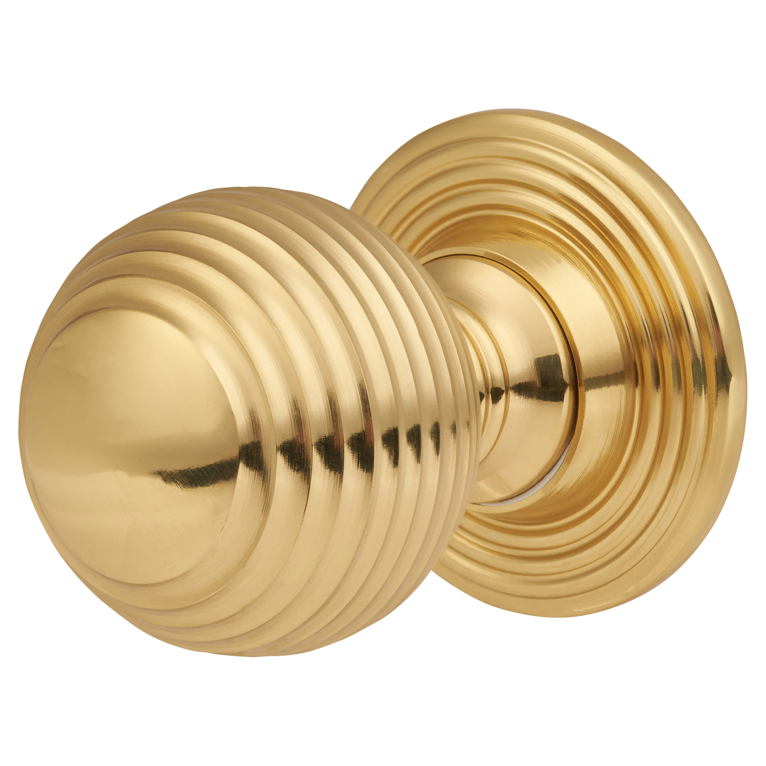 Touchpoint Reeded Cabinet Knob - 35mm - Polished Brass