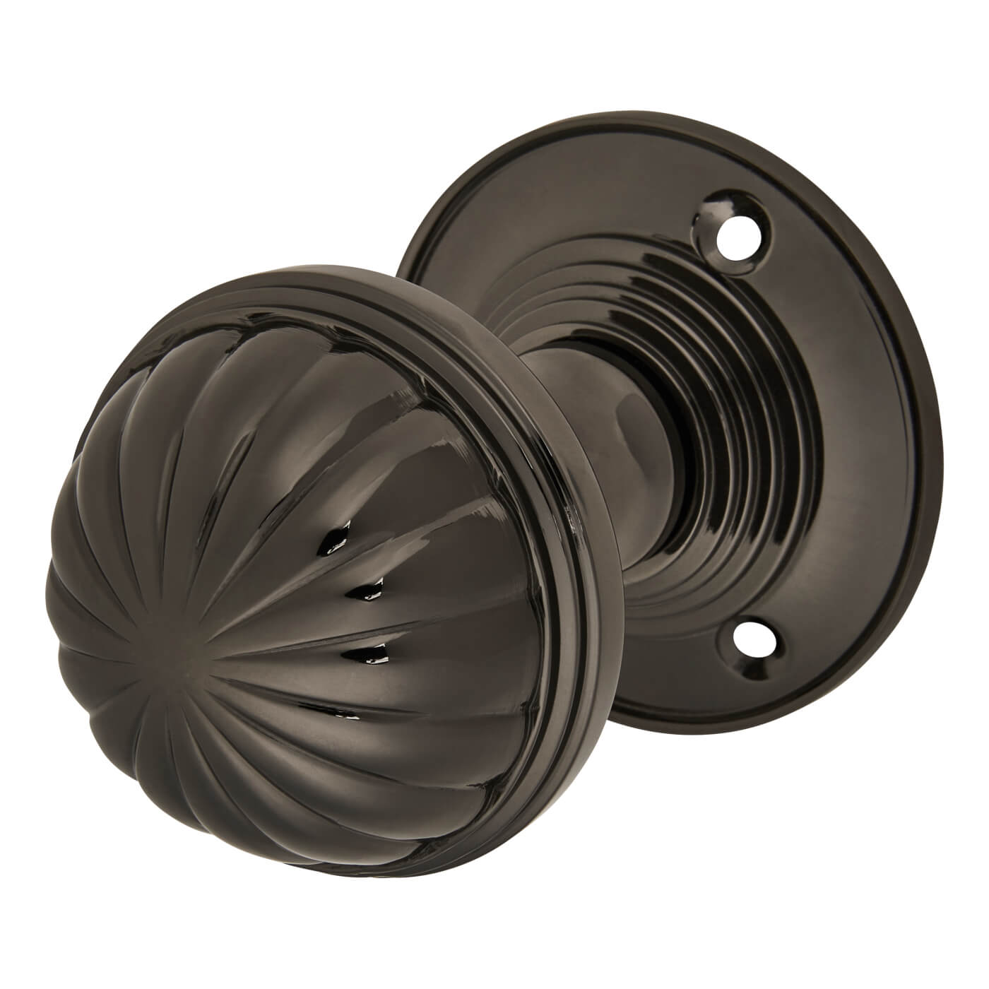 Altro Fluted Mortice Door Knob Black Nickel IronmongeryDirect Same Day Despatch