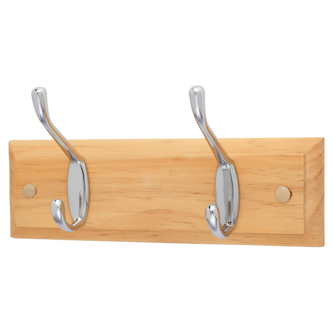 Touchpoint Hat and Coat Hook Rail 2 Hook Pine Board with Polished