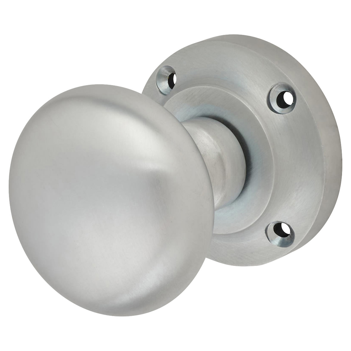 Altro Round Rim Door Knob Satin Chrome IronmongeryDirect Same Day