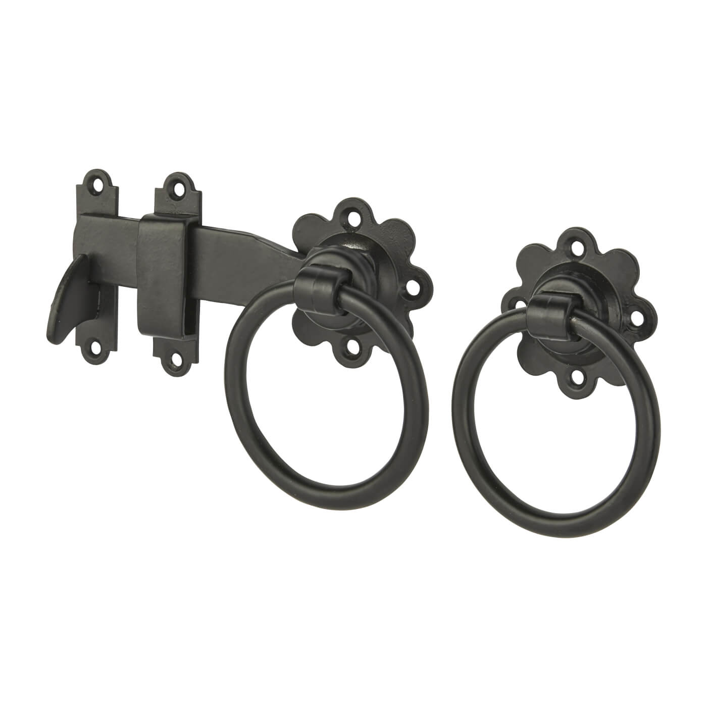Ring Gate Latch 150mm Black Galvanised IronmongeryDirect Same