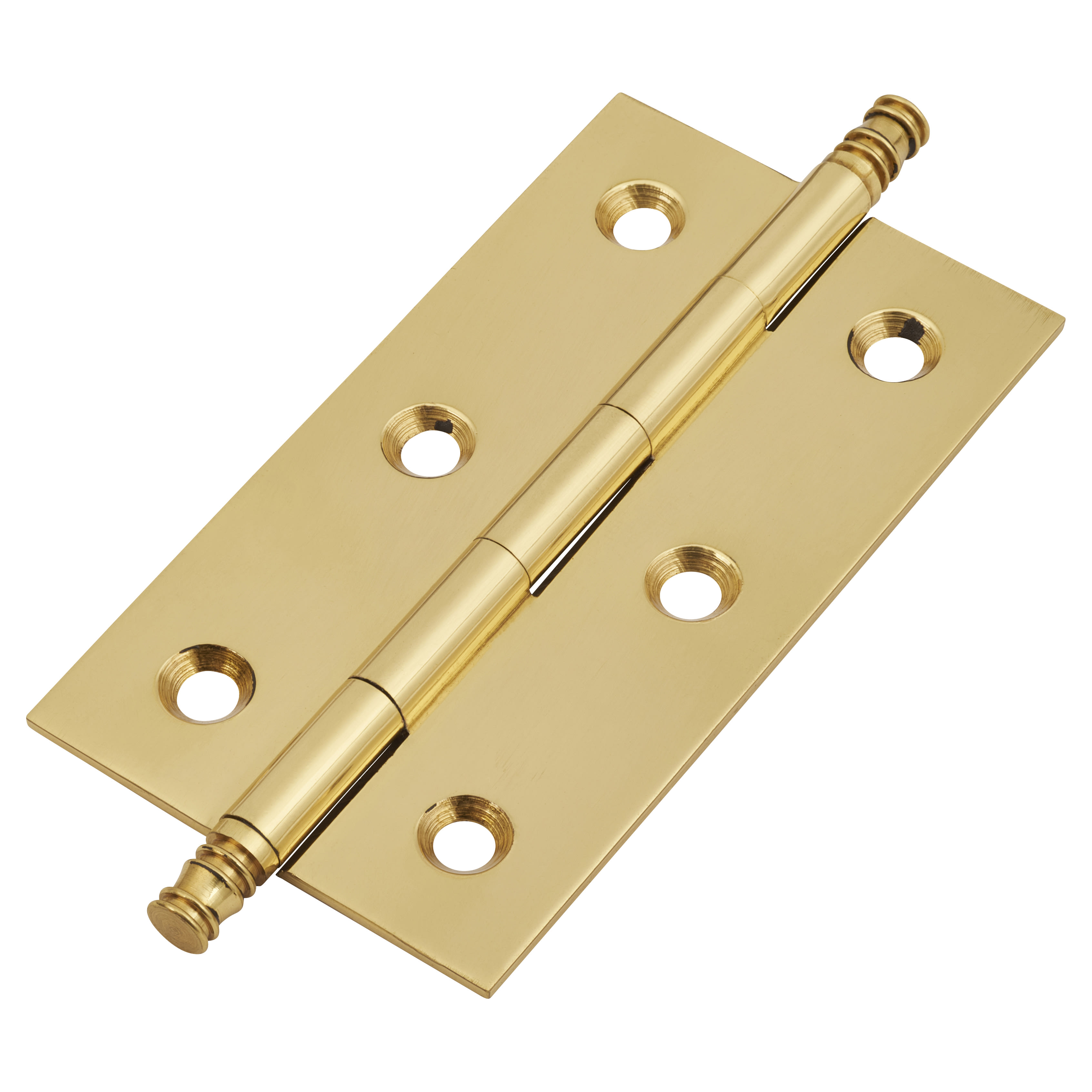 Solid Drawn Finial Hinge 64 x 35 x 1.45mm Polished Brass Pair