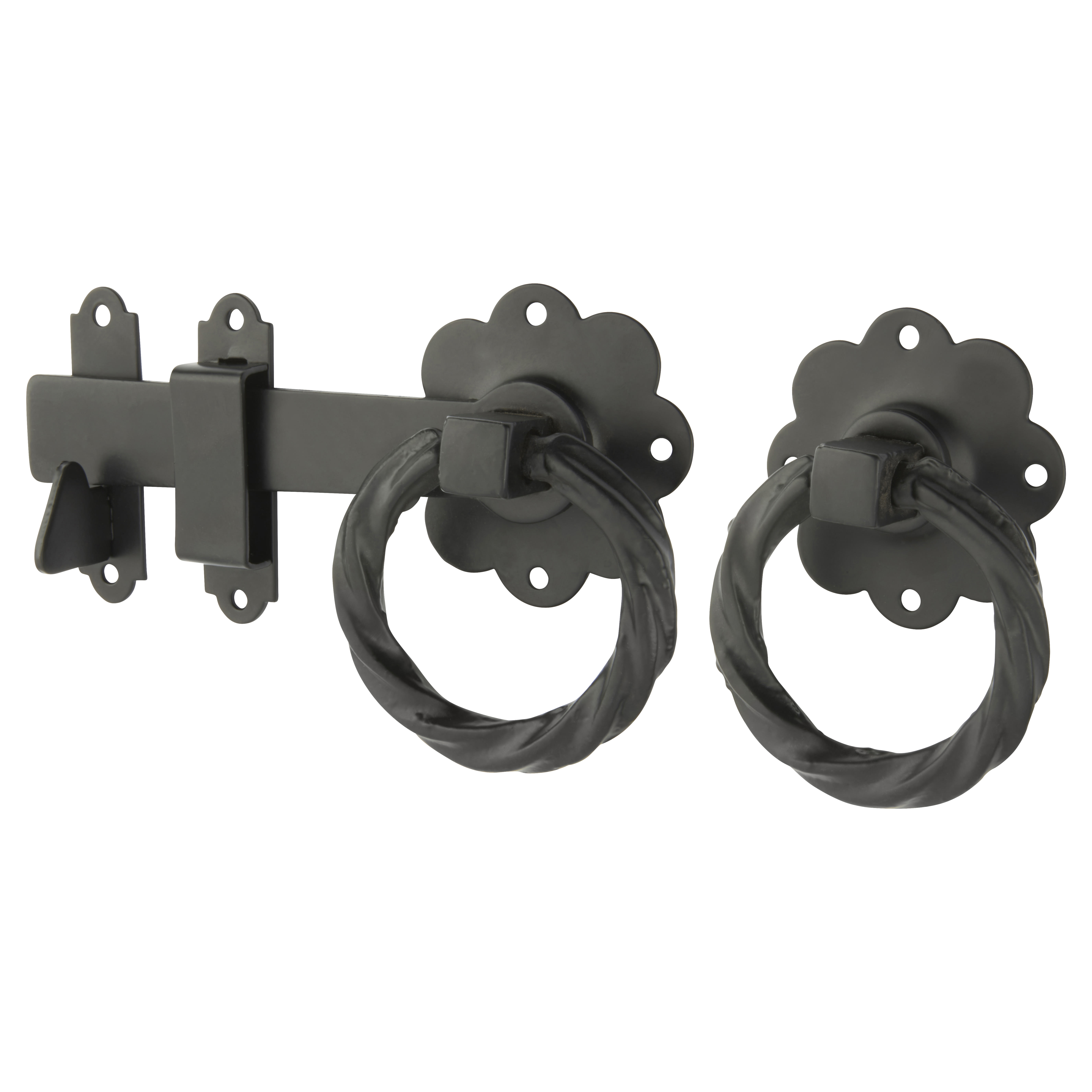 Medium Duty Twisted Ring Gate Latch 152mm Black Powder Coated