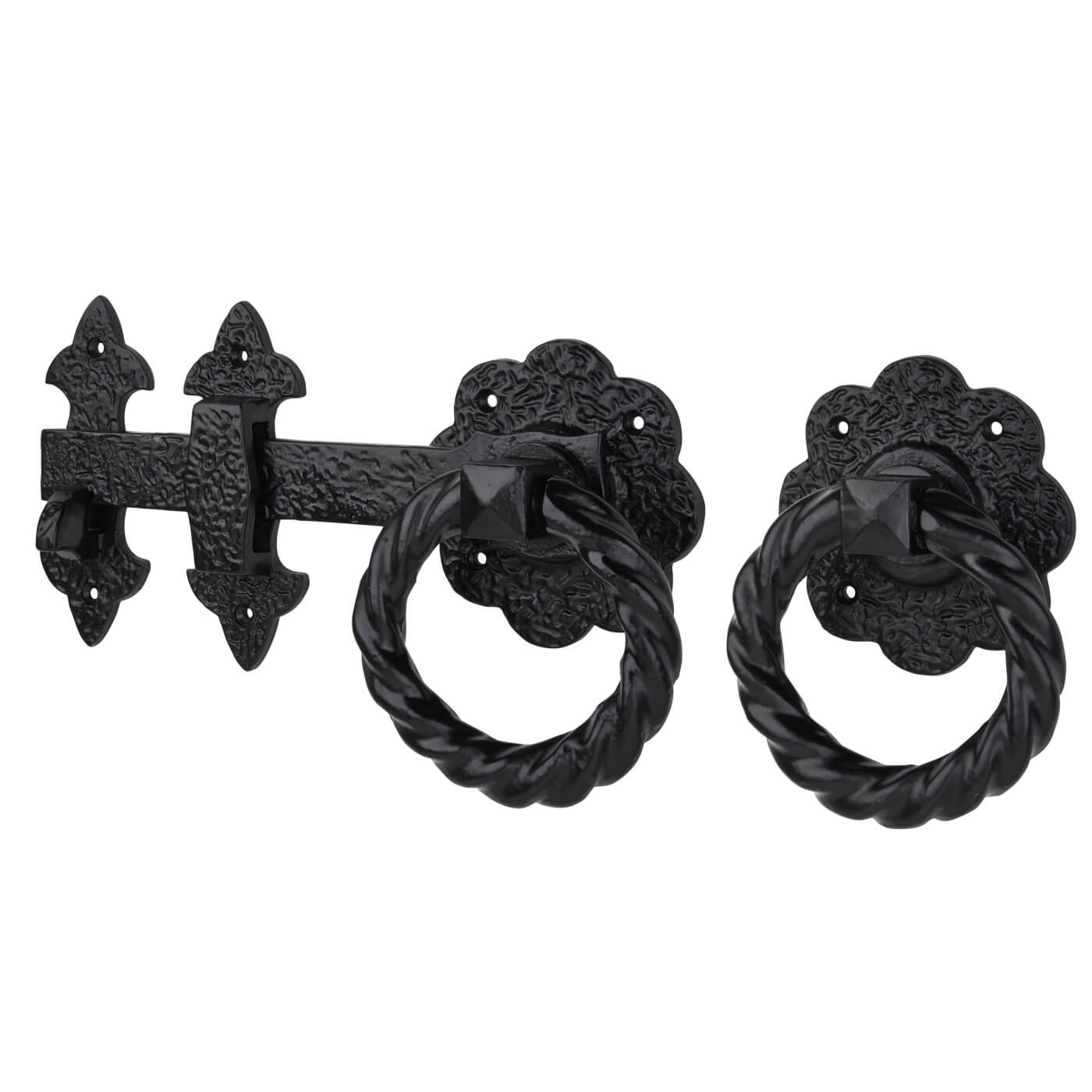 Heavy Duty Twisted Ring Gate Latch 200mm Black Powder Coated