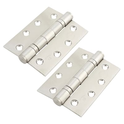 Twin Ball Bearing Fire Door Hinge 100 X 75 X 3mm Bs En Grade 14 Satin Stainless Steel Pair